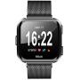MEFEO Compatible with Fitbit Versa Bands, Stainless Steel Metal Band Mesh Bracelet with Strong Magnet Lock Wristbands Replacement for Fitbit Versa/Versa 2/Versa Lite/SE (Black, Small)