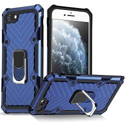 Military Grade for iPhone 8 Case iPhone 7 Case iPhone SE 2020 Metal Rotating Ring with Kickstand Holder Armor Heavy Duty Shockproof Drop Protective Cover for iPhone 8/7/SE 2020 Phone Case (Blue)