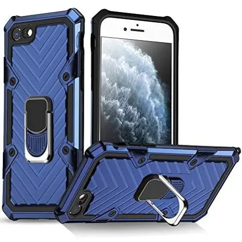 Military Grade for iPhone 8 Case iPhone 7 Case iPhone SE 2020 Metal Rotating Ring with Kickstand Holder Armor Heavy Duty Shockproof Drop Protective Cover for iPhone 8/7/SE 2020 Phone Case (Blue) Military Grade for iPhone 8 Case iPhone 7 Case iPhone SE 2020 Metal Rotating Ring with Kickstand Holder Armor Heavy Duty Shockproof Drop Protective Cover for iPhone 8/7/SE 2020 Phone Case (Blue)