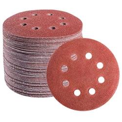 S SATC 72 PCS 5 Inch 8 Hole Hook and Loop Adhesive Sanding Discs Sandpaper for Random Orbital Sander 40 60 80 120 180 240 320 grits