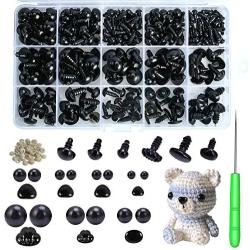 Safety Eyes and Noses, 462Pcs Black Plastic Stuffed Crochet Eyes with Washers for Crafts