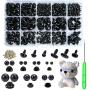 Safety Eyes and Noses, 462Pcs Black Plastic Stuffed Crochet Eyes with Washers for Crafts