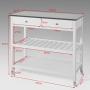 Haotian FKW47-W Kitchen Storage Trolley Kitchen Cabinet Cupboard Sideboard Kitchen Island with Rubber Wood & Marble Topar Serving Cart Kitchen Serving cart,Wood Metal Serving Trolley