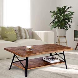 Olee Sleep 46'' Cocktail Wood & Metal Legs Coffee Table, Rustic Brown