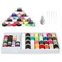 QUARKACE Mini Sewing Machine Thread, 60 Pieces Sewing Thread Kit Including Threaded Bobbins and Spools, Mixed Colors Machine Thread