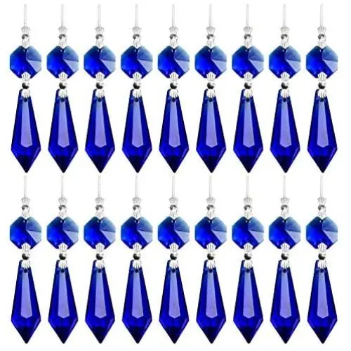 20 Pieces Chandelier Icicle Crystal U-Drop Prisms Lamp Parts Glass Pendants Beads for Wedding, Party or Holiday Decoration, 37mm, Blue 20 Pieces Chandelier Icicle Crystal U-Drop Prisms Lamp Parts Glass Pendants Beads for Wedding, Party or Holiday Decoration, 37mm, Blue
