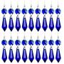 20 Pieces Chandelier Icicle Crystal U-Drop Prisms Lamp Parts Glass Pendants Beads for Wedding, Party or Holiday Decoration, 37mm, Blue