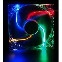 Autolizer Sleeve Bearing 120mm Silent Cooling Fan for Computer PC Cases, CPU Coolers, and Radiators - High Airflow, Quite, and Transparent Clear (RGB Quad 4-LEDs) - 2 Years Warranty