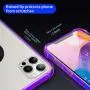 ANSIWEE Designed for iPhone 12 Pro 6.1 Inch Case, Metal Ring Stand Work with Magnetic Car Phone Mount Case Drop Protection Colorful Bumper and Clear Hard Back Cases for iPhone 12 5G (Purple Blue)