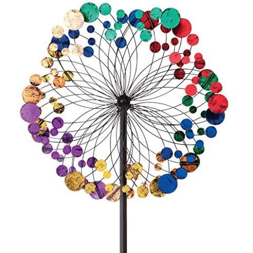 Bits and Pieces - Metallic Kaleidoscope Wind Spinner - Garden Décor - Weather Safe Finish Makes for Great Addition to Your Garden, Lawn or Patio