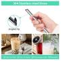 Reusable Metal Stainless Steel Straws: 2 Regular Metal Straws + 2 Metal Boba Straws + 2 Wheat Cases + 4 Cleaning Brushes + 1 Pouch, Portable for Personal Use, 8.5 inches (Blue&Green)