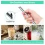 Reusable Metal Stainless Steel Straws: 2 Regular Metal Straws + 2 Metal Boba Straws + 2 Wheat Cases + 4 Cleaning Brushes + 1 Pouch, Portable for Personal Use, 8.5 inches (Blue&Green)
