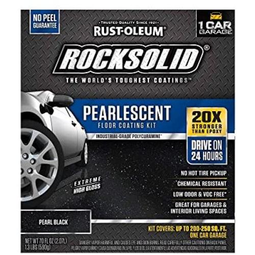 Rust-Oleum 306325 Rock-Solid Pearlescent Garage Floor Coating Kit, Pearl Black
