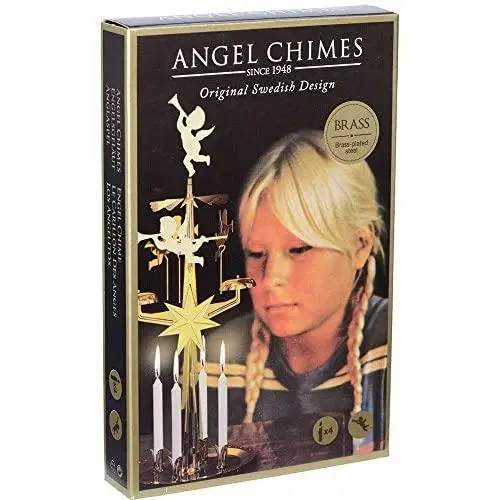 Angel Chimes The Original & Traditional Decorative Swedish Candle for Christmas - Metal Chime Carousel, Authentic, Scandinavian, Decoration & Ornament for Home and Kitchen (+4 Candles) Angel Chimes The Original & Traditional Decorative Swedish Candle for Christmas - Metal Chime Carousel, Authentic, Scandinavian, Decoration & Ornament for Home and Kitchen (+4 Candles)