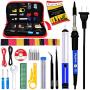 Soldering Iron Kit - Soldering Iron 60 W Adjustable Temperature, Solder Wire, Tweezers, Soldering Iron Stand, Soldering Iron Tips Set, Desoldering Pump, Solder Wick, Heatshrink Tubes [110 V, US Plug]