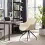 Volans Modern Mid Back Faux Leather Upholstery Home Office Chair with Armrest, No Casters in Black Metal Legs Desk Chair, Matte Off White Volans Modern Mid Back Faux Leather Upholstery Home Office Chair with Armrest, No Casters in Black Metal Legs Desk Chair, Matte Off White