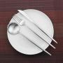 Gugrida Luxury Flatware, Royal 5 Piece Matte White Handle 18/10 Stainless Steel Tableware Sets for 1 Including Forks Spoons Knives, Camping Silverware Travel Utensils Set Cutlery (Full Silver)