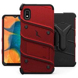 ZIZO Bolt Series for Samsung Galaxy A10e Case | Heavy-Duty Military-Grade Drop Protection w/Kickstand Included Belt Clip Holster Tempered Glass Lanyard (Red/Black)