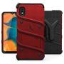 ZIZO Bolt Series for Samsung Galaxy A10e Case | Heavy-Duty Military-Grade Drop Protection w/Kickstand Included Belt Clip Holster Tempered Glass Lanyard (Red/Black)