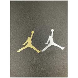 Wallner 2 pcs Metal Adhesive Air Jordan Jumpman Logo Vinyl Sticker Cellphone Laptop case Decal Stickers (Gold, 1.2inch)