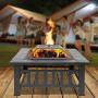 Bonnlo 32” Fire Pit Outdoor Wood Burning Table Backyard, Terrace, Patio, Camping - Includes Mesh Spark Screen Top, Waterproof Cover and Poker