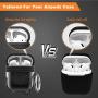 Lauzq Metal Airpods Case,Hard Case Cover Full Protective Skin Cover Shockproof Compatible Airpods 1&2 Charging Case(Not for Wireless Charging),Dual-Layer Silicone & Anti-Lost Keychain
