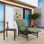 PHI VILLA Adjustable Patio Recliner Chair Metal Outdoor Lounge Chair with Removable Cushions Support 300lbs, Matcha