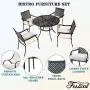 Festival Depot 5 Piece Outdoor Furniture Patio Dining Set All Weather Bistro Chairs with Seat Cushions, Round Metal Table with Umbrella Hole for Deck Lawn Garden Black (Beige) Festival Depot 5 Piece Outdoor Furniture Patio Dining Set All Weather Bistro Chairs with Seat Cushions, Round Metal Table with Umbrella Hole for Deck Lawn Garden Black (Beige)