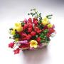 DAWEIF 1:12 Multicolor Flower Bush with Wood Pot Dollhouse Miniature Decor Parts