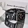 V-MORO Resin Strap Compatible with Apple Watch Band 38mm 40mm Series SE/6/5/4/3/2/1 Women Men with Stainless Steel Buckle, Apple iWatch Replacement Wristband Bracelet (Black/Gray, 38mm/40mm)
