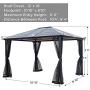 AsterOutdoor 10x12 Outdoor Hardtop Gazebo for Patios Metal Aluminum Frame Polycarbonate Top Canopy with Mosquito Netting for Lawn, Backyard and Deck 99% UV Rays Block, Black