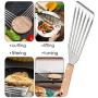 Fish Spatula Set of 2, HaSteeL Stainless Steel Slotted Spatula Turner with Riveted Wooden Handle, Professional Metal Spatulas Great for Kitchen Cooking Flipping Frying & Grilling, 2 x Hooks