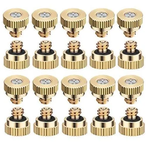 20 Pack Brass Misting Nozzles Tees, Brass Spray Nozzles for Greenhouse Landscaping, Dust Control Mist Nozzle Sprinkler for Outdoor Cooling System 0.012 Orifice (0.3 mm) 10/24 UNC Garden 20 Pack Brass Misting Nozzles Tees, Brass Spray Nozzles for Greenhouse Landscaping, Dust Control Mist Nozzle Sprinkler for Outdoor Cooling System 0.012 Orifice (0.3 mm) 10/24 UNC Garden
