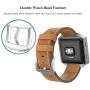 Andyou for Fitbit Blaze Bands Leather with Frame Small Large (5''-8.2''), Genuine Leather Replacement Band with Silver/Rose Gold/Black Metal Frame for Fitbit Blaze Women Men, Black, Brown, White, Gray.
