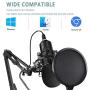 2021 Upgraded USB Microphone for Computer, Mic for Gaming, Podcast, Live Streaming, YouTube on PC, Mic Studio Bundle with Adjustment Arm Stand, Fits for Windows & Mac PC, Plug & Play Design, Black