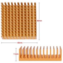 ESUMIC 20PCS 40mm x 40mm x 11mm Golden Aluminum Heatsink Cooling Fin for Cooling MOSFET VRam Regulators VRM Stepper Driver