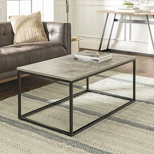 Walker Edison Modern Metal Frame Open Rectangle Coffee Accent Living Room Ottoman End Table, 42 Inch, Dark Concrete Walker Edison Modern Metal Frame Open Rectangle Coffee Accent Living Room Ottoman End Table, 42 Inch, Dark Concrete