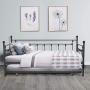 VECELO Twin Only/Roll Out Trundle Bed Frame/Enhanced Metal Slats Support, Black