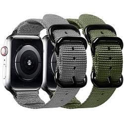 Misker Nylon Band Compatible with Apple Watch Band 44mm 42mm 40mm 38mm,Breathable Sport Strap with Metal Buckle Compatible with iwatch Series 5/4/3/2/1 (2-Packs Army Green/Gray, 38mm/40mm)