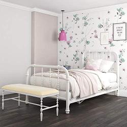 DHP Jenny Lind Metal Twin Bed Frame in White