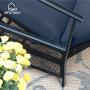 MFSTUDIO Patio Recliner Chair Metal Adjustable Back Outdoor Lounge Chair with 100% Olefin Cushion (Navy Blue)