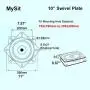 MySit 10'' (245mm) Square Swivel Replacement for Recliner Chair or Furniture - Ball Bearing Swivel Plate Mechanism - Flat (SwivelPlate_10)