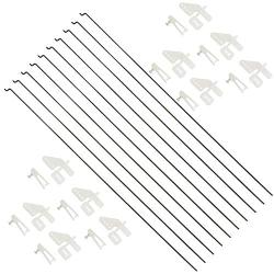 WMYCONGCONG 10 PCS 1.2x260mm Steel Pushrod Parts + 10 PCS Nylon Micro Control Horns 20x11mm 4 Holes for RC Airplane Plane DIY Parts