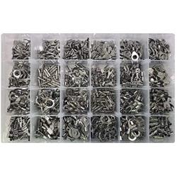 1200 Piece High Temperature Non-Insulated Crimp Wire Terminals Assortment Kit - Electrical Ring Fork Spade Butt Splice Connectors & Quick Disconnect