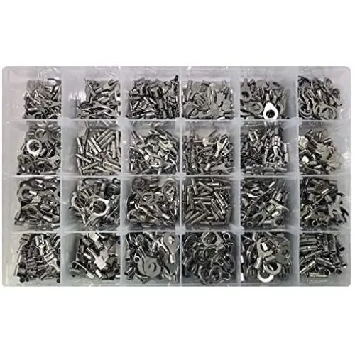 1200 Piece High Temperature Non-Insulated Crimp Wire Terminals Assortment Kit - Electrical Ring Fork Spade Butt Splice Connectors & Quick Disconnect 1200 Piece High Temperature Non-Insulated Crimp Wire Terminals Assortment Kit - Electrical Ring Fork Spade Butt Splice Connectors & Quick Disconnect