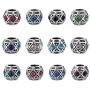 Kissitty 50-Piece 11x9mm Antique Silver Plated Large Hole Bicone European Rhinestone Beads Random Mixed Color for DIY Jewelry Making