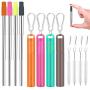Fomuson 4 Pack Reusable Straws Metal Straw - Portable Stainless Steel Straw Telescopic Straw with Case, and are Suitable for Coffee, Juice, Smoothie, Milkshake
