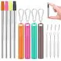 Fomuson 4 Pack Reusable Straws Metal Straw - Portable Stainless Steel Straw Telescopic Straw with Case, and are Suitable for Coffee, Juice, Smoothie, Milkshake Fomuson 4 Pack Reusable Straws Metal Straw - Portable Stainless Steel Straw Telescopic Straw with Case, and are Suitable for Coffee, Juice, Smoothie, Milkshake