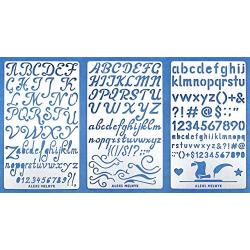 Aleks Melnyk #34 Metal Journal Stencils/Alphabet Letter Number, ABC/Stainless Steel Stencils Kit 3 PCS/Templates Tool for Painting, Wood Burning, Pyrography and Engraving/Scrapbooking/Crafting/DIY