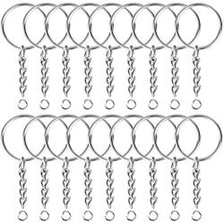 Paxcoo 150Pcs Split Key Chain Rings with Chain and Jump Rings Bulk for Crafts (25mm)